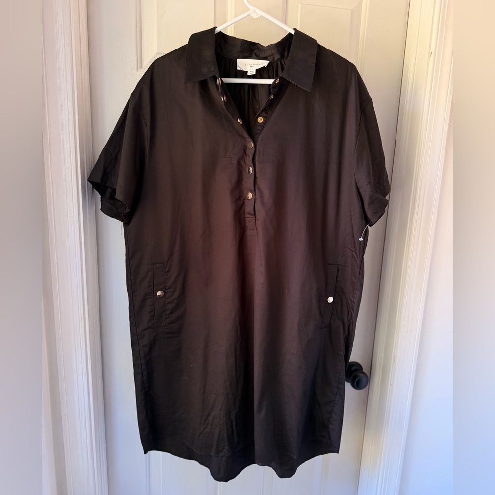 Pomander Place Black Oakley Short Sleeve Relaxed Fit Mini Dress Size XXL